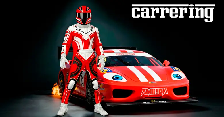 piloto y coche de rally Carrering