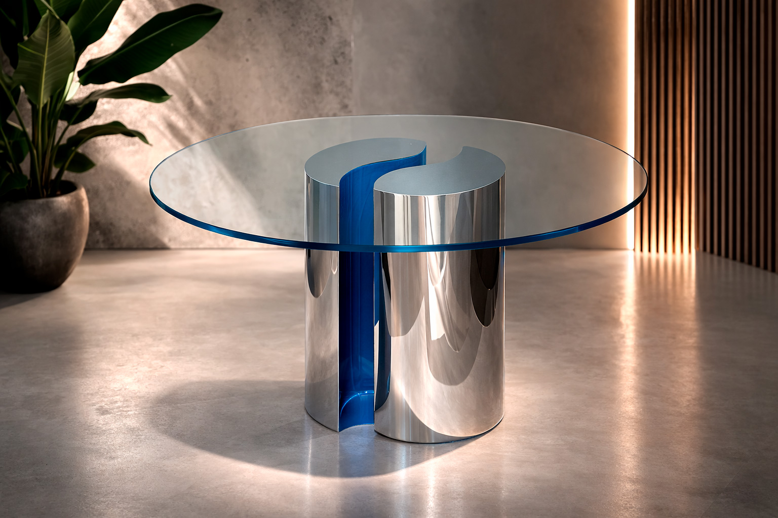 mesa de diseño en acero creada por Estudio de Interiorismo 4U