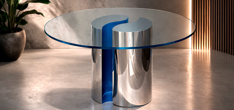 mesa de diseño en acero creada por Estudio de Interiorismo 4U