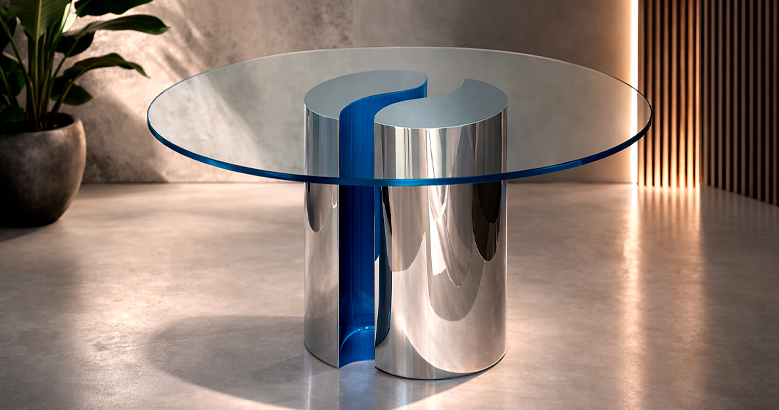 mesa de diseño en acero creada por Estudio de Interiorismo 4U