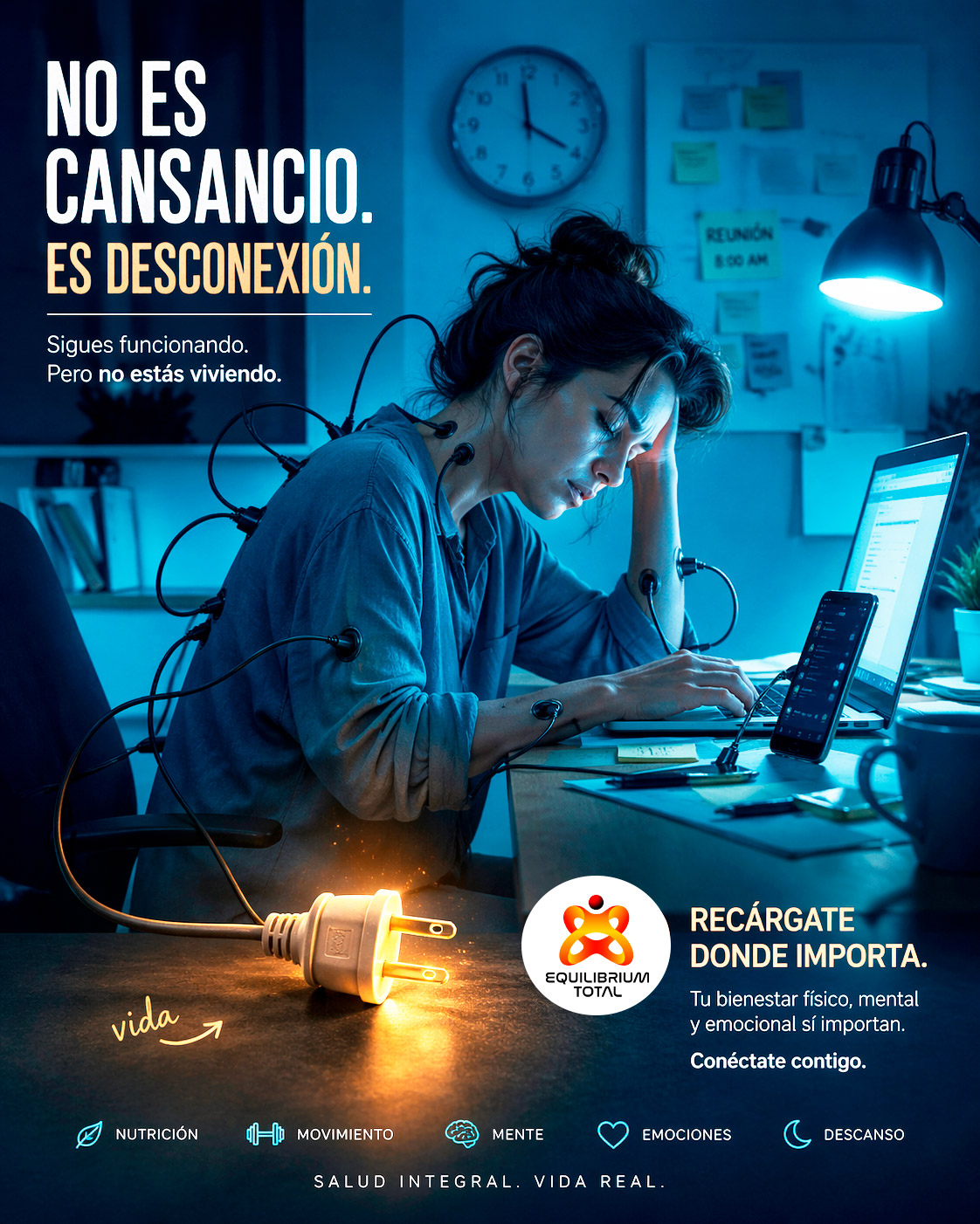 Mujer abrumada por el trabajo
