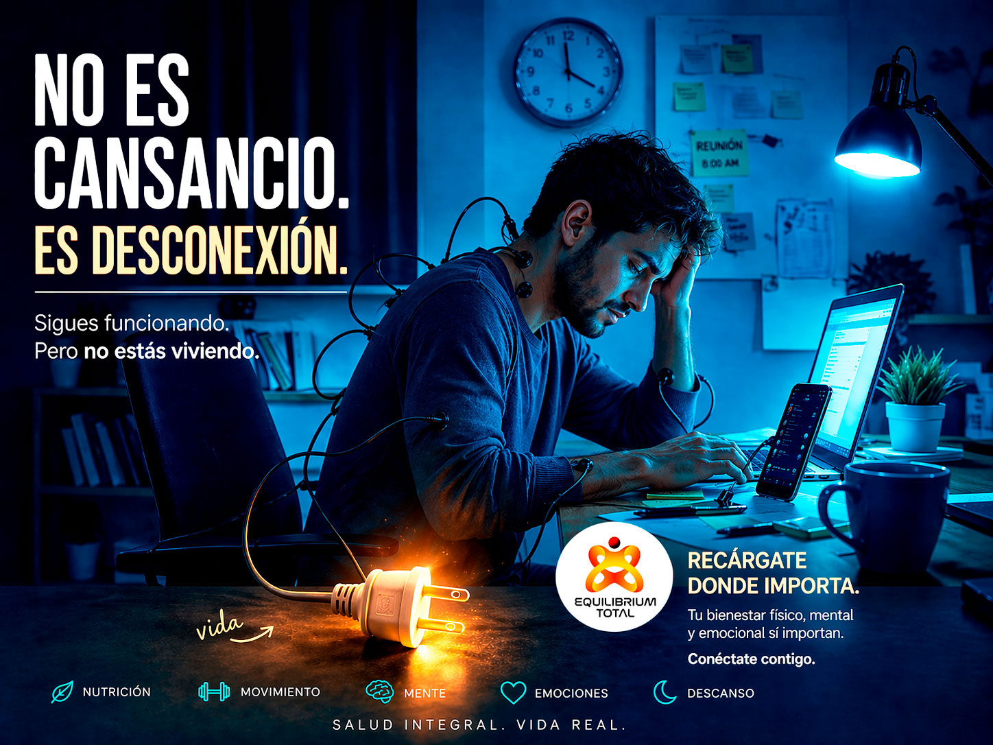 Hombre joven abrumado por el trabajo